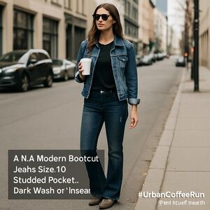 A.N.A Modern Bootcut Jeans Size 10 Studded Pocket Dark Wash 31” Inseam